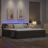 Lova su daiktų laikymo vieta ir LED Taupe 200 x 200 cm audinys