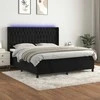 Lova su spyruoklėmis/čiužiniu/LED, juoda, 160x200cm, aksomas
