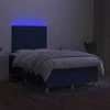 Lova su spyruoklėmis/čiužiniu/LED, mėlyna, 120x190cm, audinys