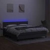 Lova su spyruoklėmis/čiužiniu/LED, pilka, 180x200 cm, audinys