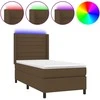 Lova su spyruoklėmis/čiužiniu/LED, ruda, 90x190 cm, audinys