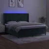 Lova su spyruoklėmis/čiužiniu/LED, žalia, 160x200cm, aksomas