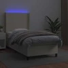 Lova su spyruoklėmis ir čiužiniu/LED, kreminė, 90x200 cm