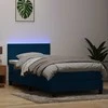 Lova su spyruokliniu/čiužiniu/LED, tamsiai mėlyna, 80x210 cm, aksomas
