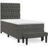 Lova su spyruoklėmis ir čiužiniu, pilka, 90x200 cm, aksomas