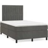 Lova su spyruoklėmis ir čiužiniu, pilka, 120x200cm, aksomas