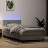 Lova su spyruokliniu/čiužiniu/LED, šviesiai pilka, 80x220 cm, aksomas