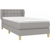 Lova su spyruoklėmis ir čiužiniu, pilka, 80x200cm, audinys