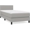 Lova su spyruoklėmis ir čiužiniu, pilka, 80x200cm, audinys