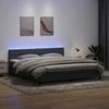 Lova su spyruokliniu/čiužiniu/LED, tamsiai pilka, 180x220 cm, aksomas