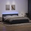 Lova su spyruokliniu/čiužiniu/LED, tamsiai pilka, 180x220 cm, aksomas