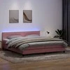 Lova su spyruokliniu/čiužiniu/LED, rožinė, 180x210 cm, aksomas
