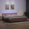 Lova su spyruokliniu/čiužiniu/LED, rožinė, 180x210 cm, aksomas