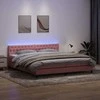 Lova su spyruokliniu/čiužiniu/LED, rožinė, 180x210 cm, aksomas