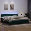 Lova su spyruokliniu/čiužiniu/LED, tamsiai žalia, 180x220 cm, aksomas