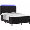 Kiemas lova su LED juostelėmis Juoda 140 x 200 cm Aksomas