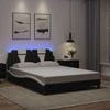 Lova Lovos rėmas su LED, juodas ir baltas, 140x190cm, dirbtinė oda