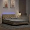 Lovos rėmas su LED šviesa, be čiužinio, kreminės spalvos, 120x200 cm, audinys