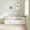 Lova Lovos rėmas su stalčių Balta 100 x 200 cm Apdirbta mediena