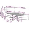 Lova Lovos rėmas su stalčių Balta 80 x 200 cm Kietos pušies mediena