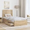 Lovos rėmas su stalčių Sonamos ąžuolo ir sidabro 75 x 190 cm