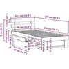 Lova Lovos rėmas Natūrali 90 x 200 cm Kietos pušies mediena