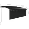 Markizė su uždanga/LED/vėjo jutikliu, antracito, 3x2,5m
