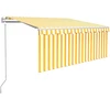 Markizė su uždanga/LED/vėjo jutikliu, geltona/balta, 3,5x2,5m