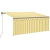 Markizė su uždanga/LED/vėjo jutikliu, geltona/balta, 3,5x2,5m