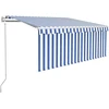 Markizė su uždanga/LED/vėjo jutikliu, mėlyna/balta, 3x2,5m