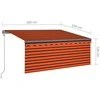Markizė su uždanga/LED/vėjo jutikliu, oranžinė/ruda, 3x2,5m