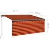 Markizė su uždanga/LED/vėjo jutikliu, oranžinė/ruda, 3,5x2,5m