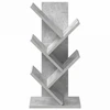 Medinis 4-juos aukštų knygų stovas 30 x 18 x 60 cm Betono pilka