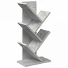 Medinis 4-juos aukštų knygų stovas 30 x 18 x 60 cm Betono pilka
