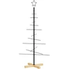 Metalinė Kalėdų eglutė su mediniu pagrindu, juoda, 120 cm