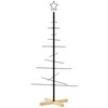 Metalinė Kalėdų eglutė su mediniu pagrindu, juoda, 120 cm