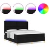 Kiemas lova su LED juostelėmis Juoda 180 x 200 cm audinys
