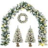 Mini kalėdinių eglučių rinkinys 45 cm 125 LED Šilta balta PVC