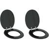 Minkštai užsidarantis tualeto dangtis 2 pcs Juodas 44 x 38 cm