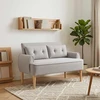Sofa Minkštas kampas su mygtukų apmušalais Šviesiai pilka Bouclé