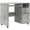 Stalas su ratais Betono pilka 91 x 50 x 77 cm Apdirbta mediena
