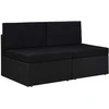 Modulinė dvivietė sofa, juodos spalvos, poliratanas