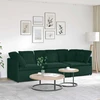 Modulinė sofa su pagalvėlėmis, aksominė, tamsiai žalia