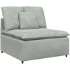 Modulinė sofa su pagalvėlėmis, aksominė, šviesiai pilka