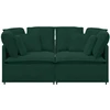 Modulinė sofa su pagalvėlėmis, aksominė, tamsiai žalia