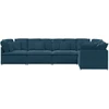 Modulinė sofa su pagalvėlėmis, aksominė, mėlyna