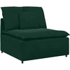 Modulinė sofa su pagalvėlėmis, aksominė, tamsiai žalia