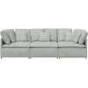 Modulinė sofa su pagalvėlėmis, aksominė, šviesiai pilka