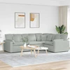 Modulinė sofa su pagalvėlėmis, aksominė, šviesiai pilka