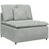 Modulinė sofa su pagalvėlėmis, aksominė, šviesiai pilka